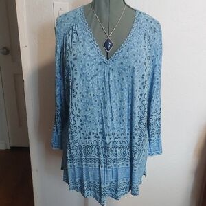 Lucky Brand Blue Floral Top